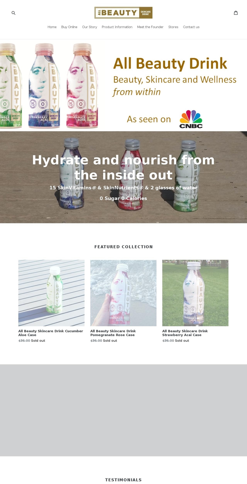 drinktobeauty.com — Shopify storefront screenshot