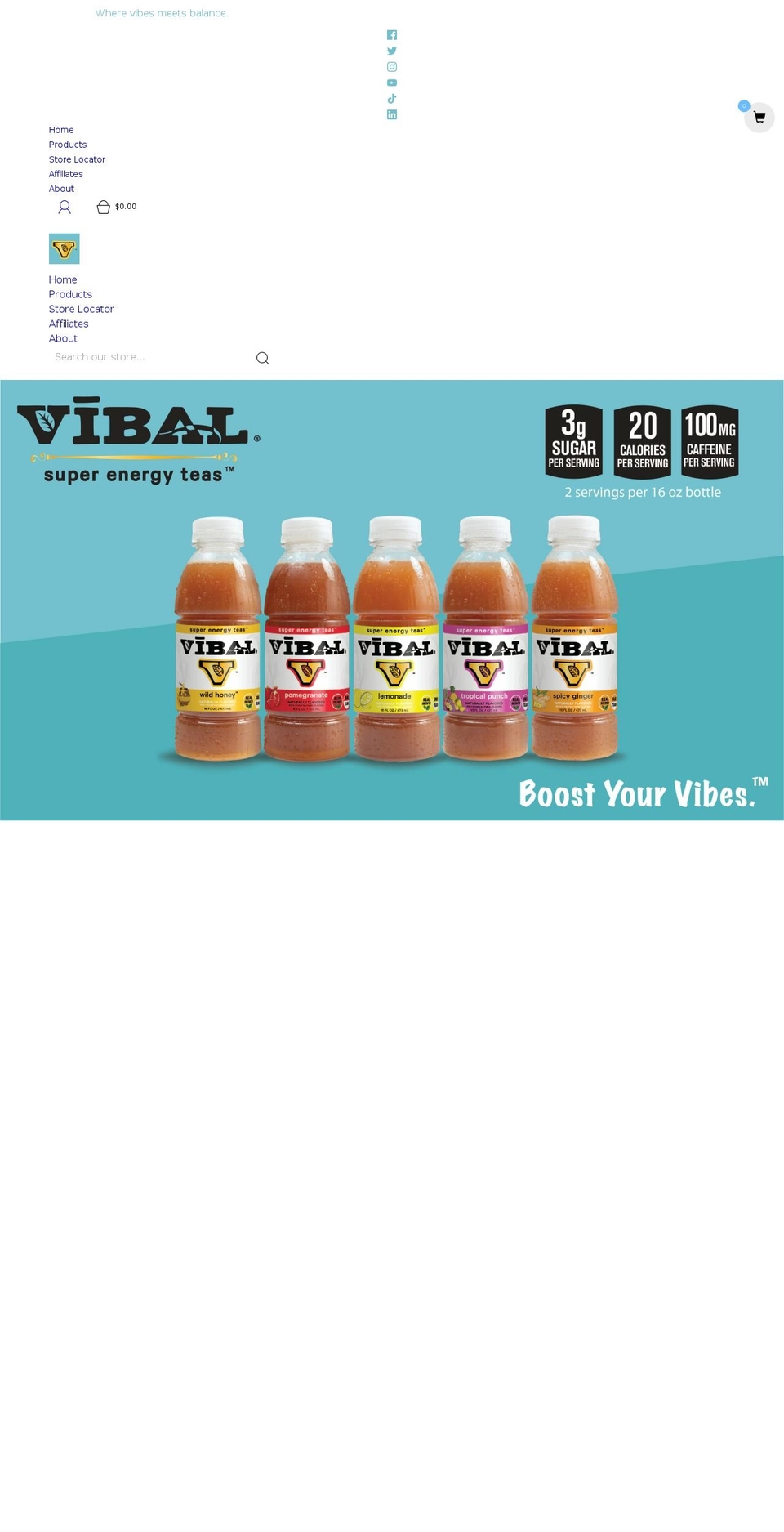 drinkvibal.com shopify website screenshot