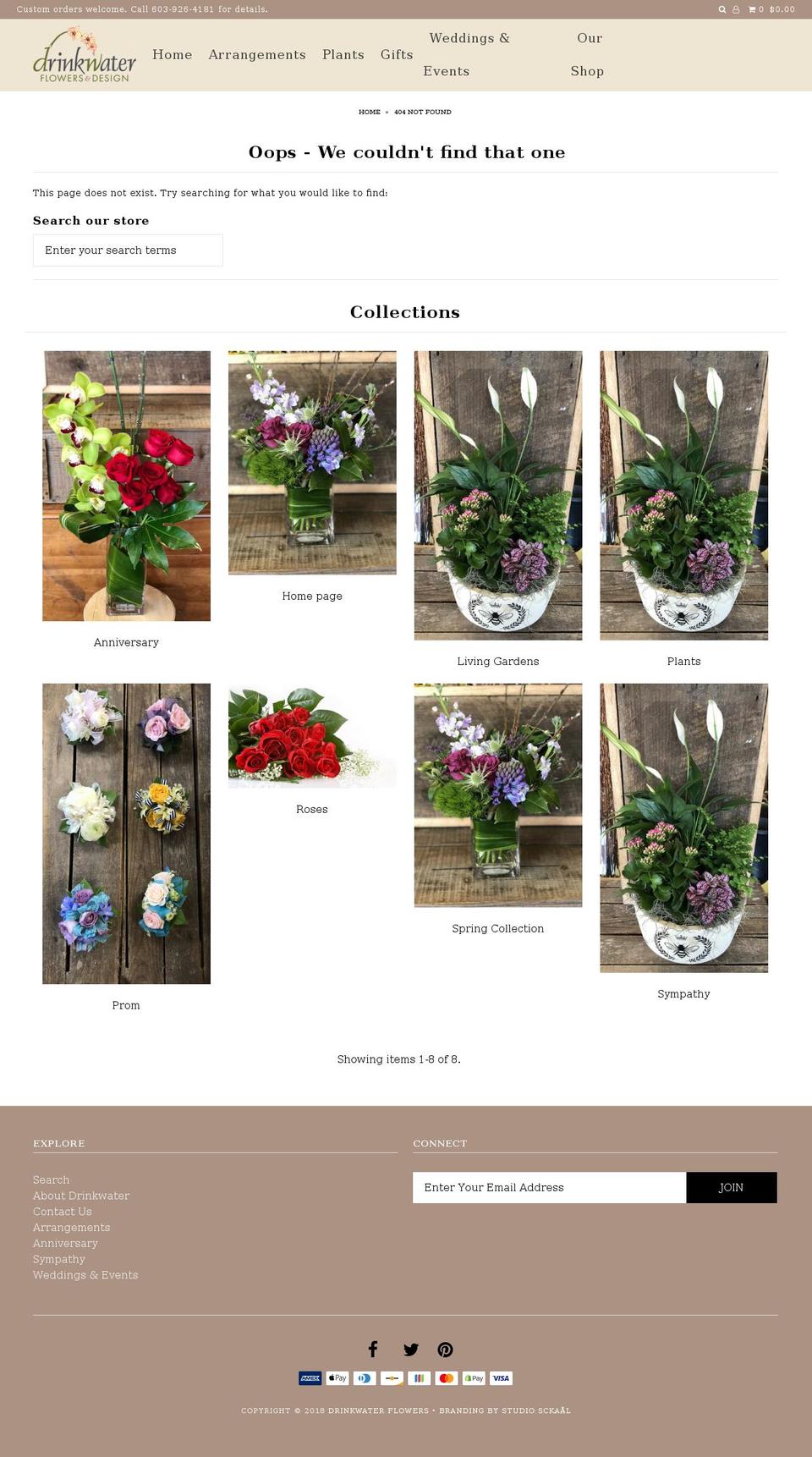 drinkwaterweddings.com — Shopify storefront screenshot
