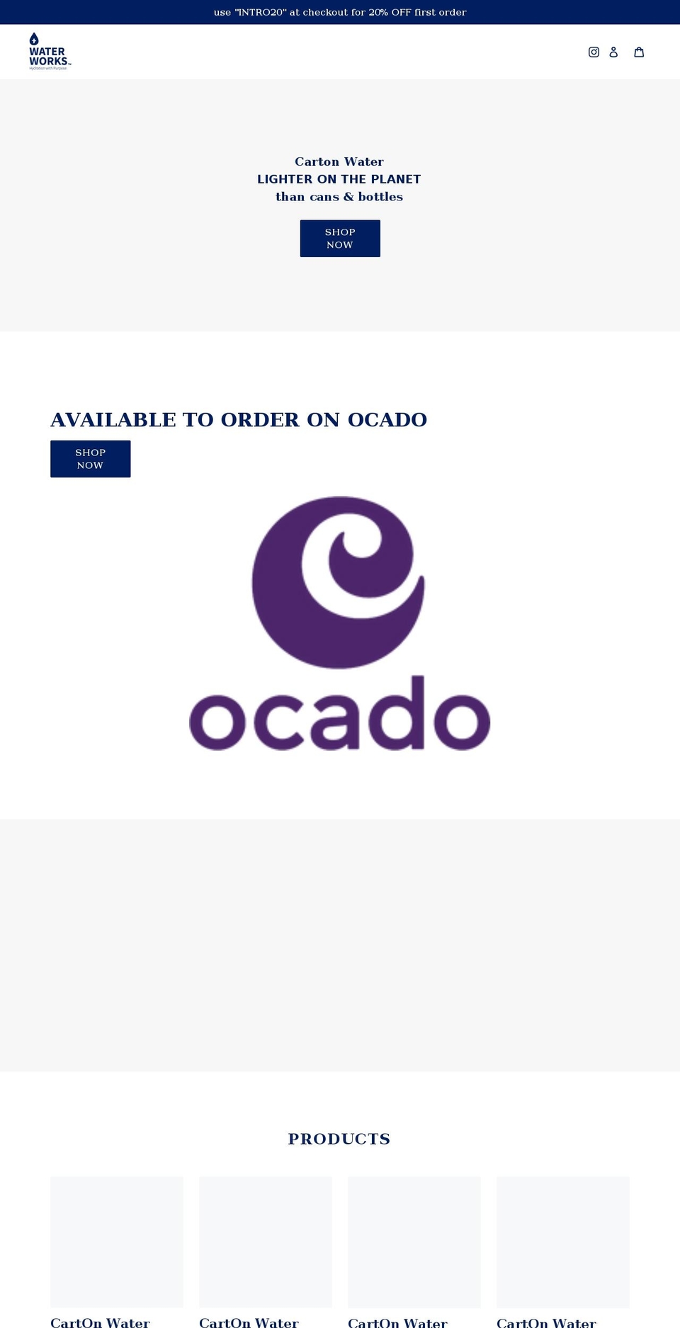 drinkwaterworks.com shopify website screenshot