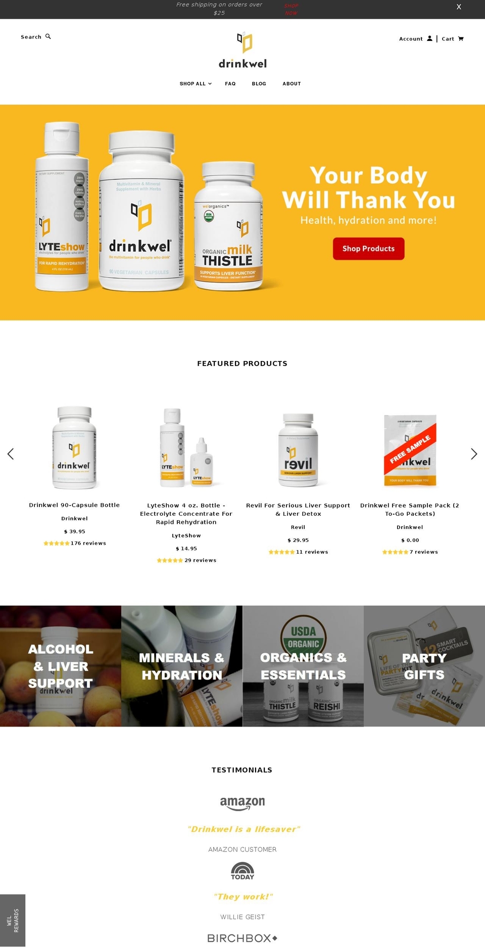 drinkwel.com shopify website screenshot