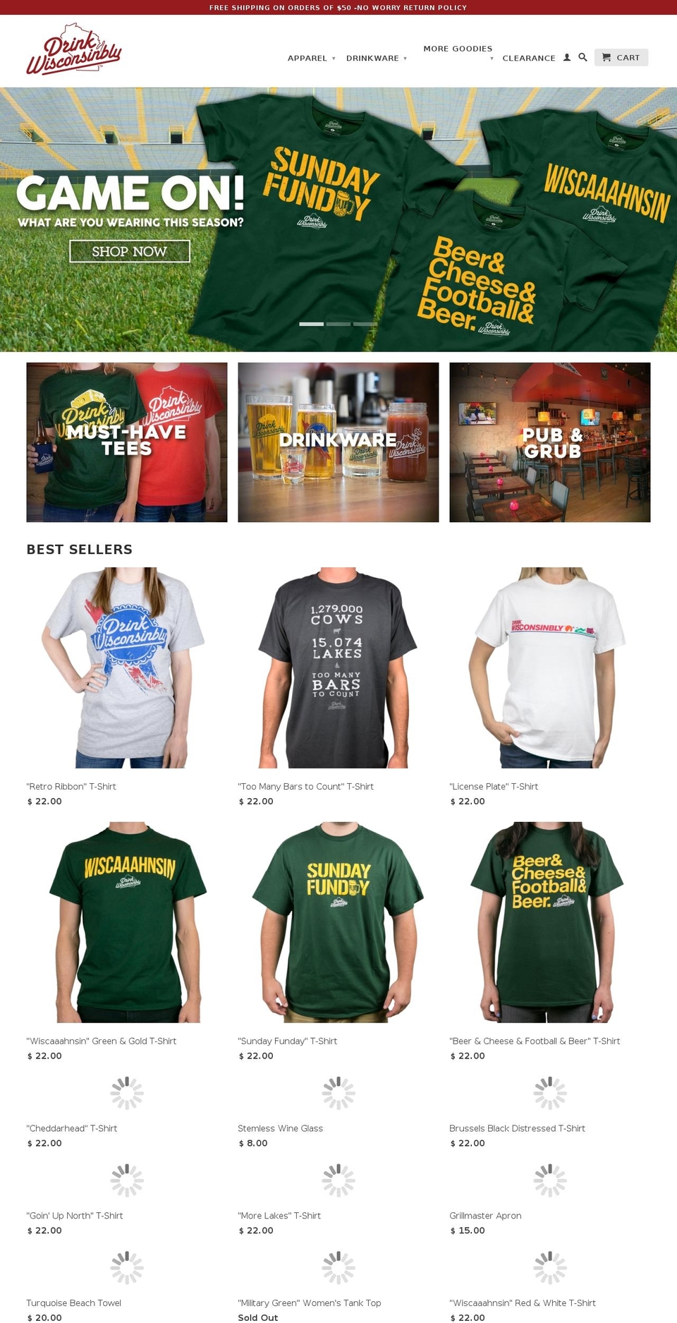 drinkwisconsinibly.com — Shopify storefront screenshot