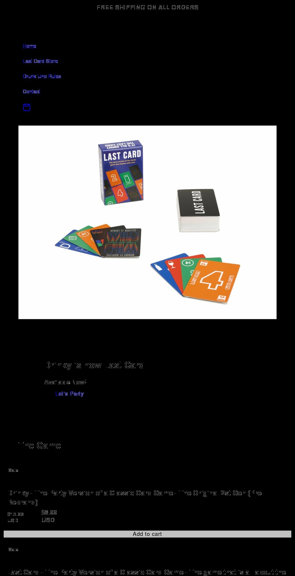 drinkygame.com shopify website screenshot