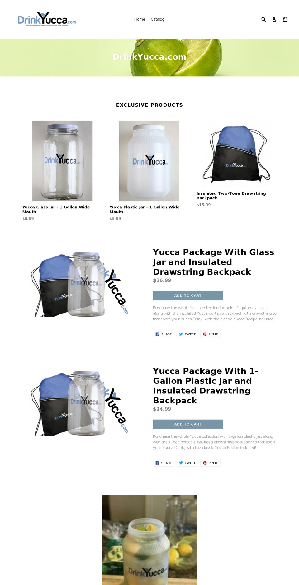 drinkyucca.com — Shopify storefront screenshot