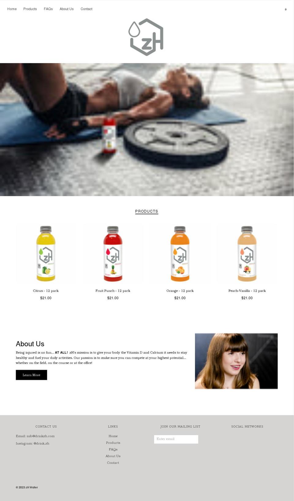 drinkzh.com shopify website screenshot