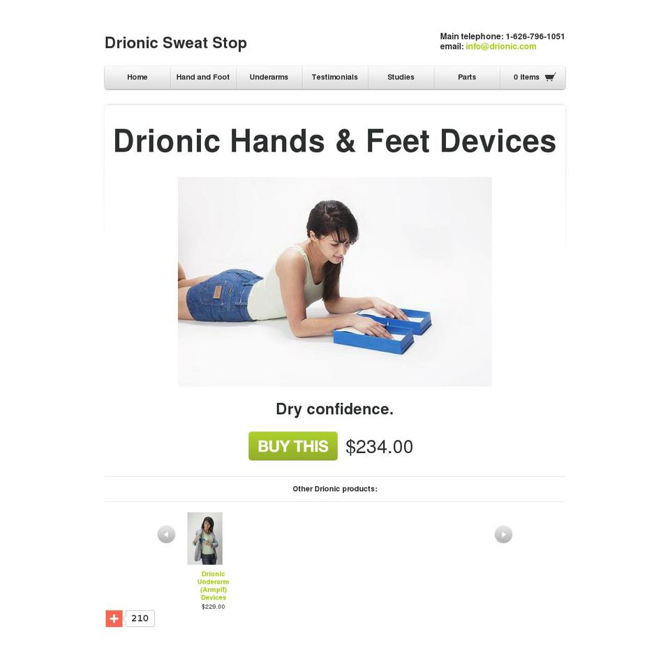 drionicsweatstop.com — Shopify storefront screenshot