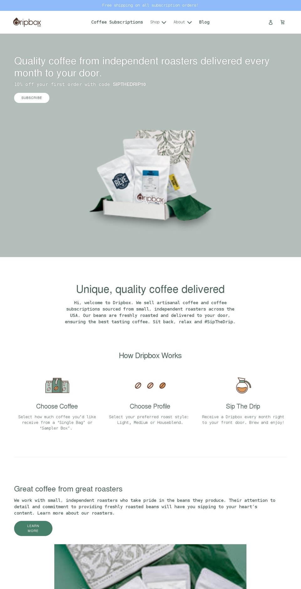 dripboxco.com shopify website screenshot