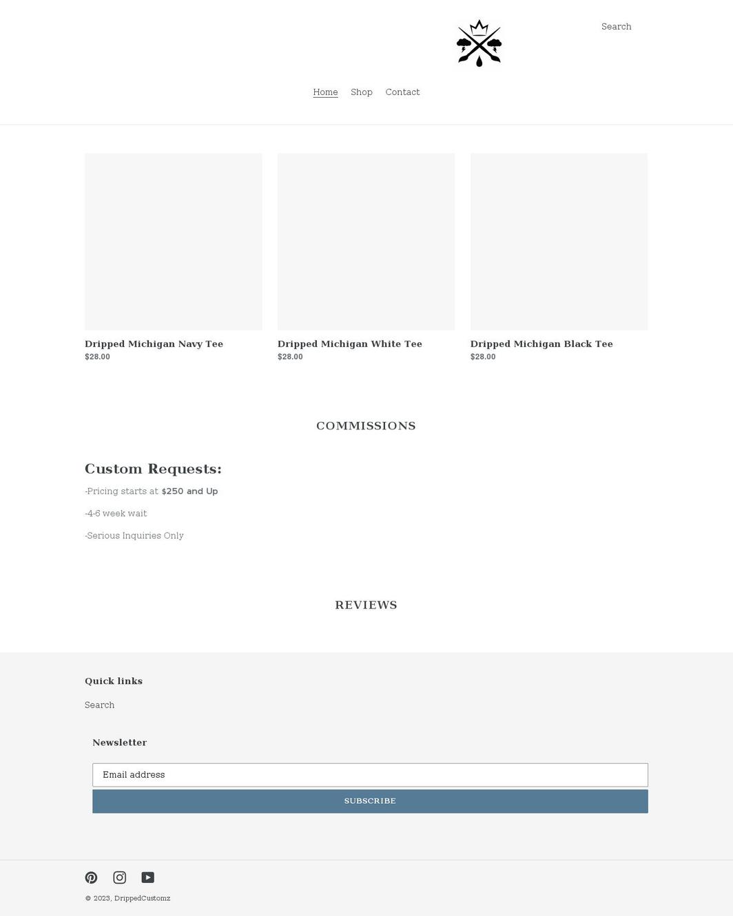 drippedcustomz.com shopify website screenshot