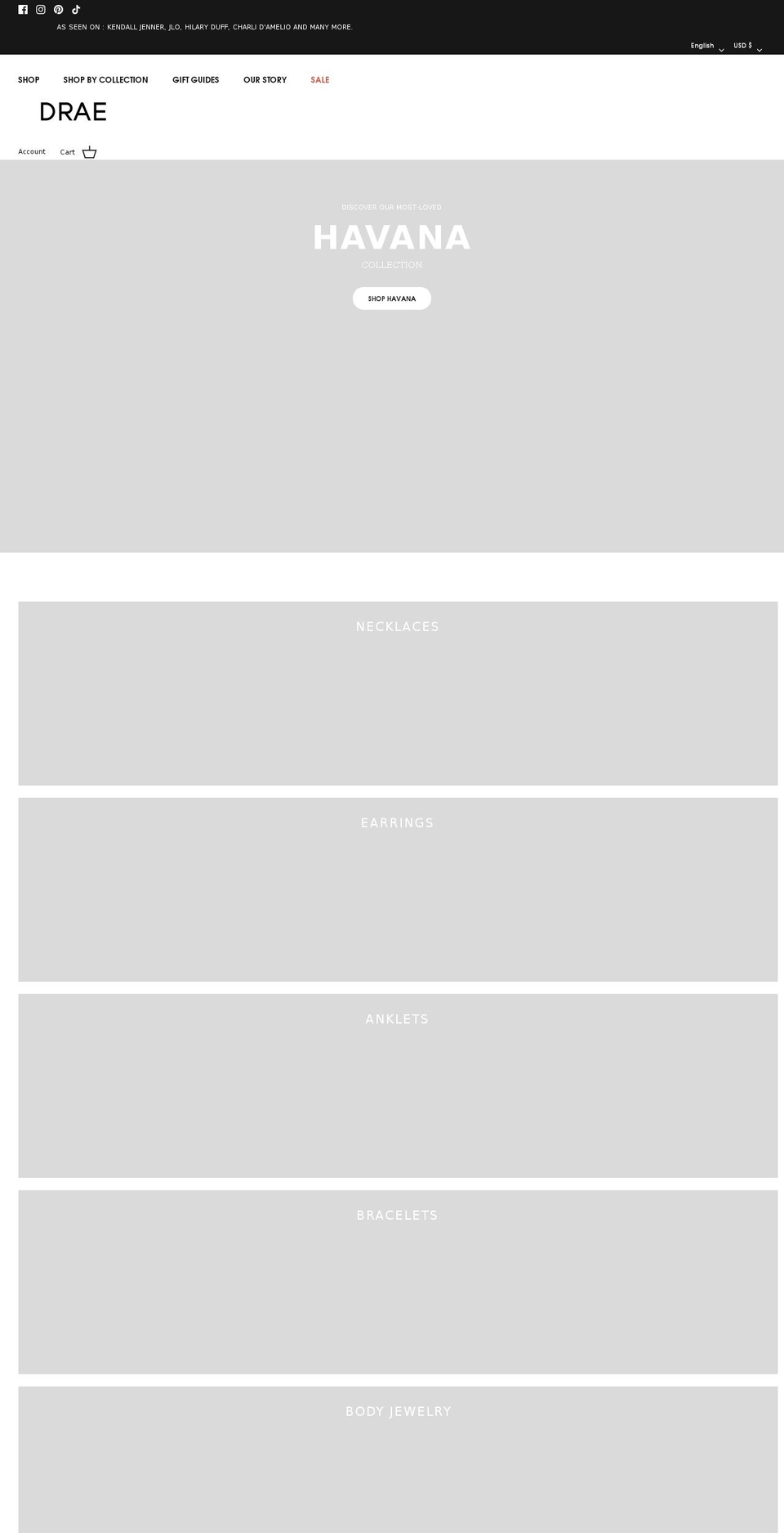 drippinjewellery.com — Shopify storefront screenshot