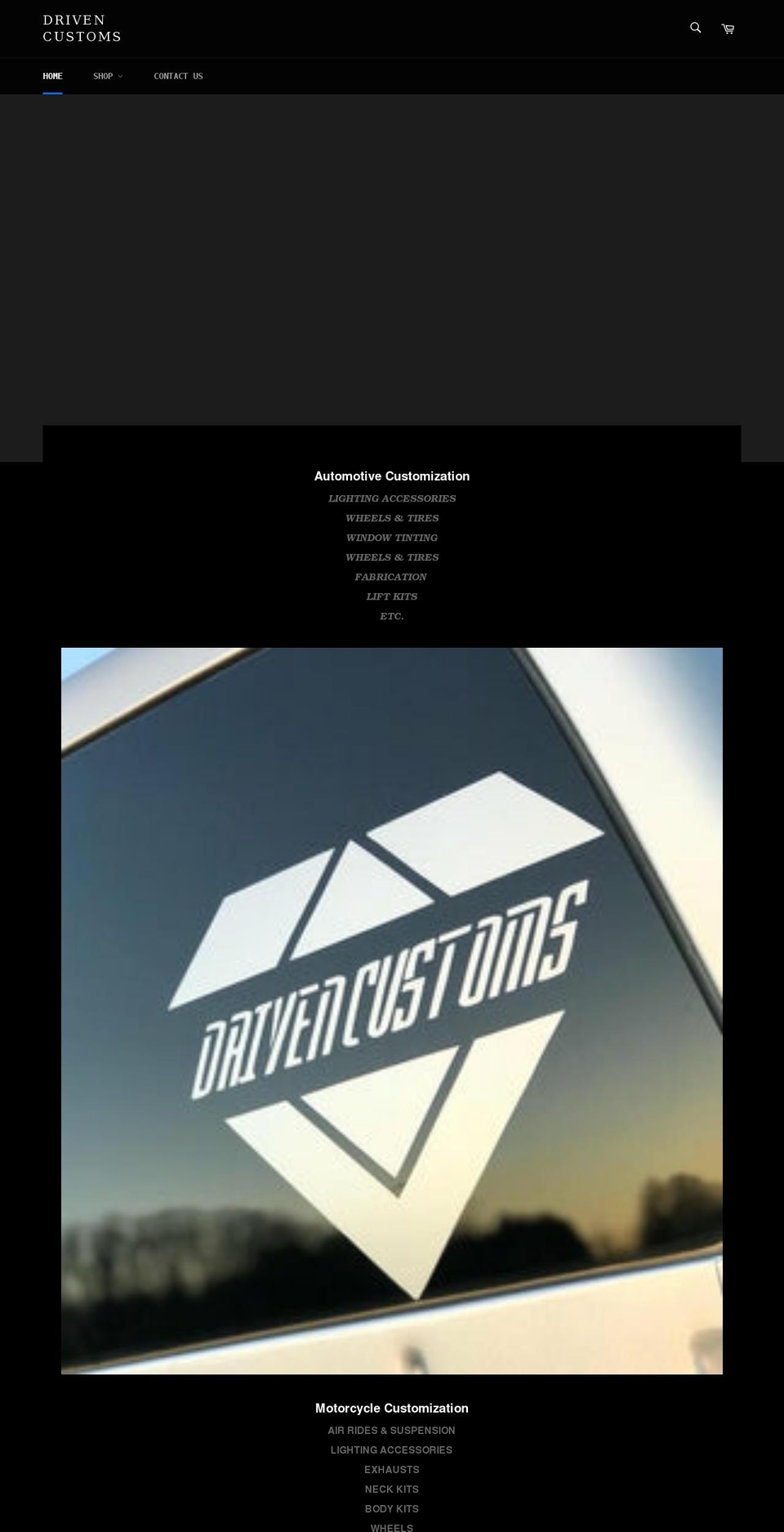 drivencustoms.us shopify website screenshot