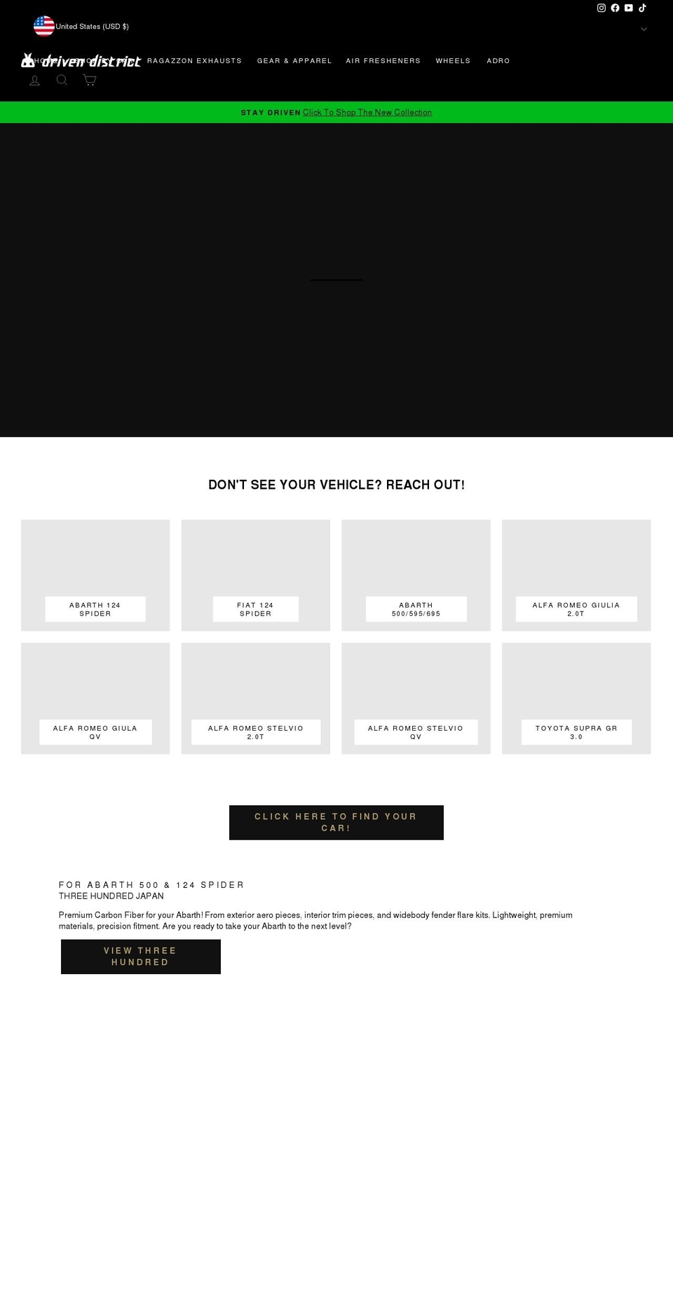 drivendistrict.com shopify website screenshot