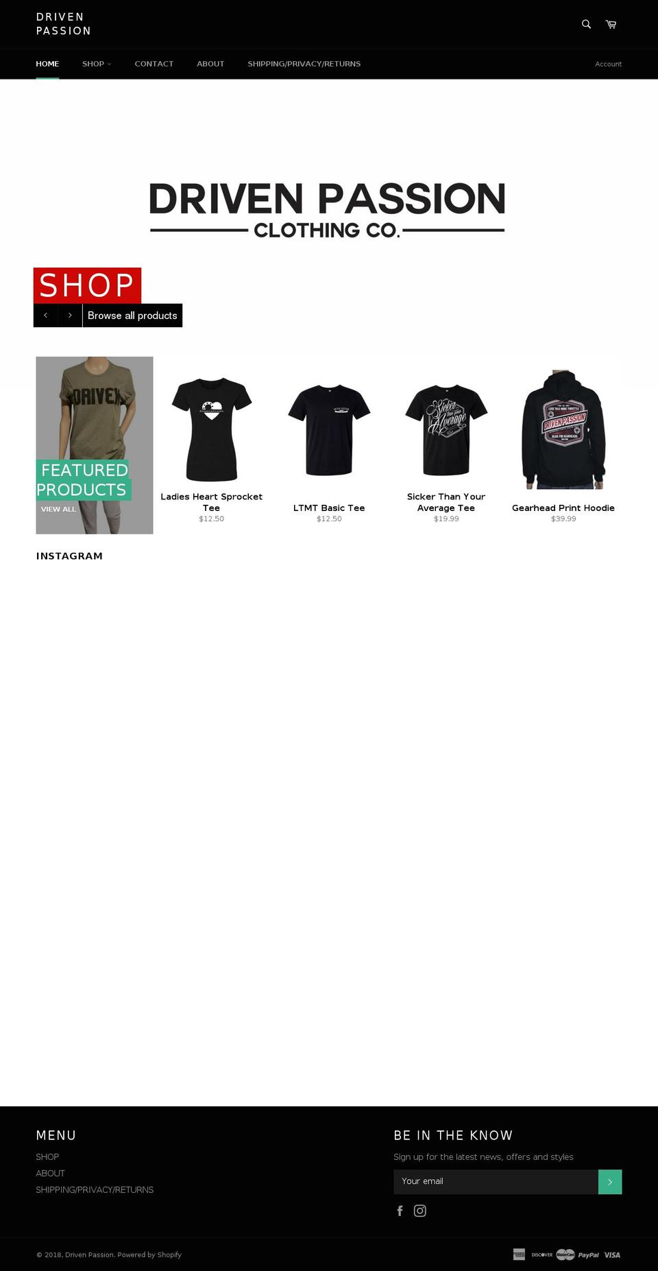 drivenpassionco.com — Shopify storefront screenshot