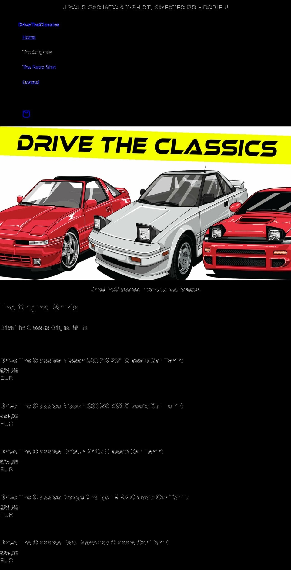 drivetheclassics.com shopify website screenshot