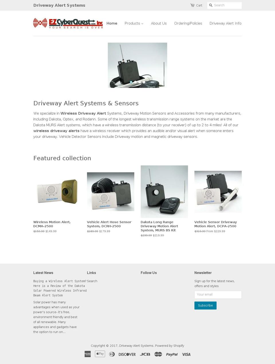 drivewayalertsystems.net shopify website screenshot