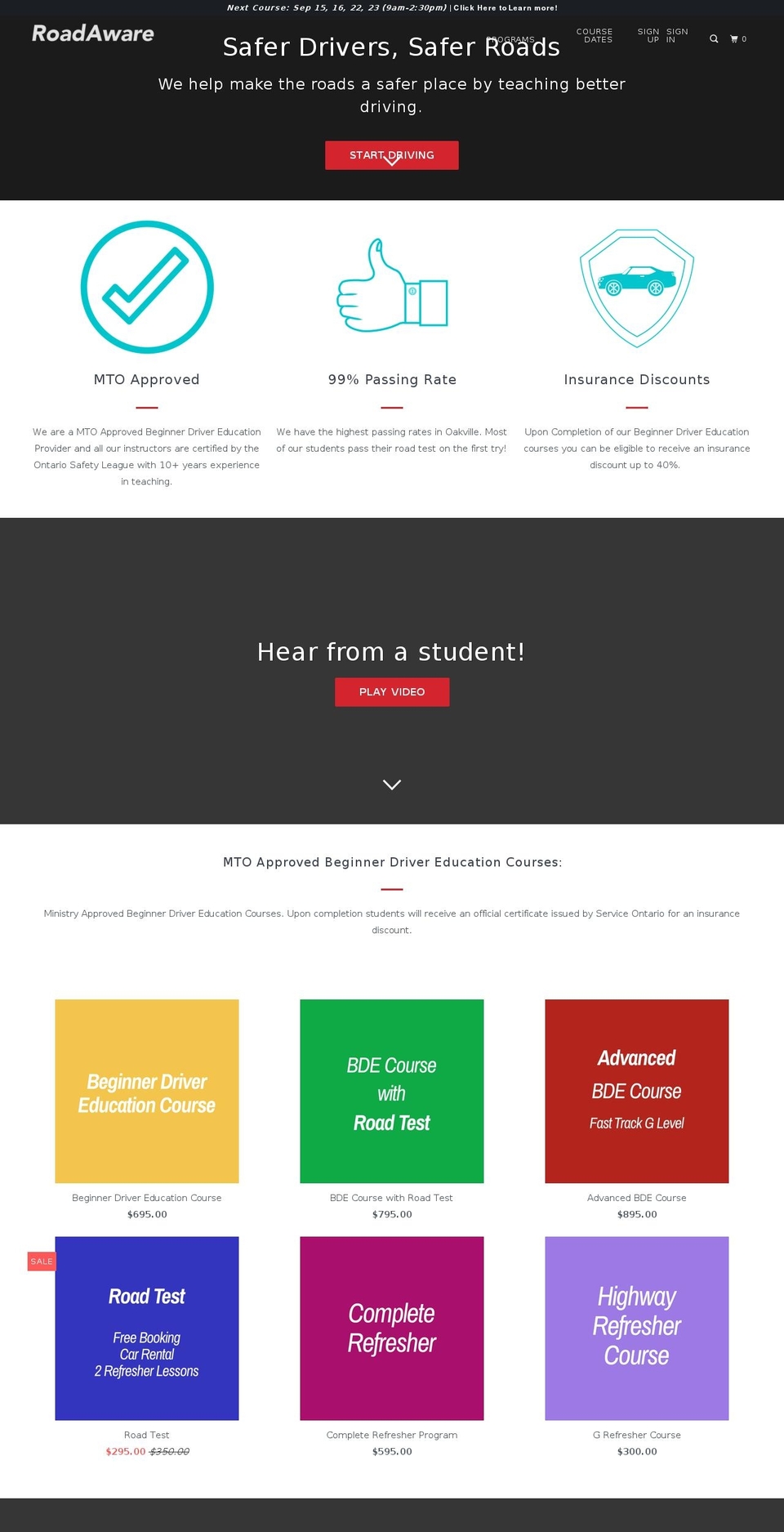 RoadAware-April-24-2018 Shopify theme site example drivingschoolburlington.com