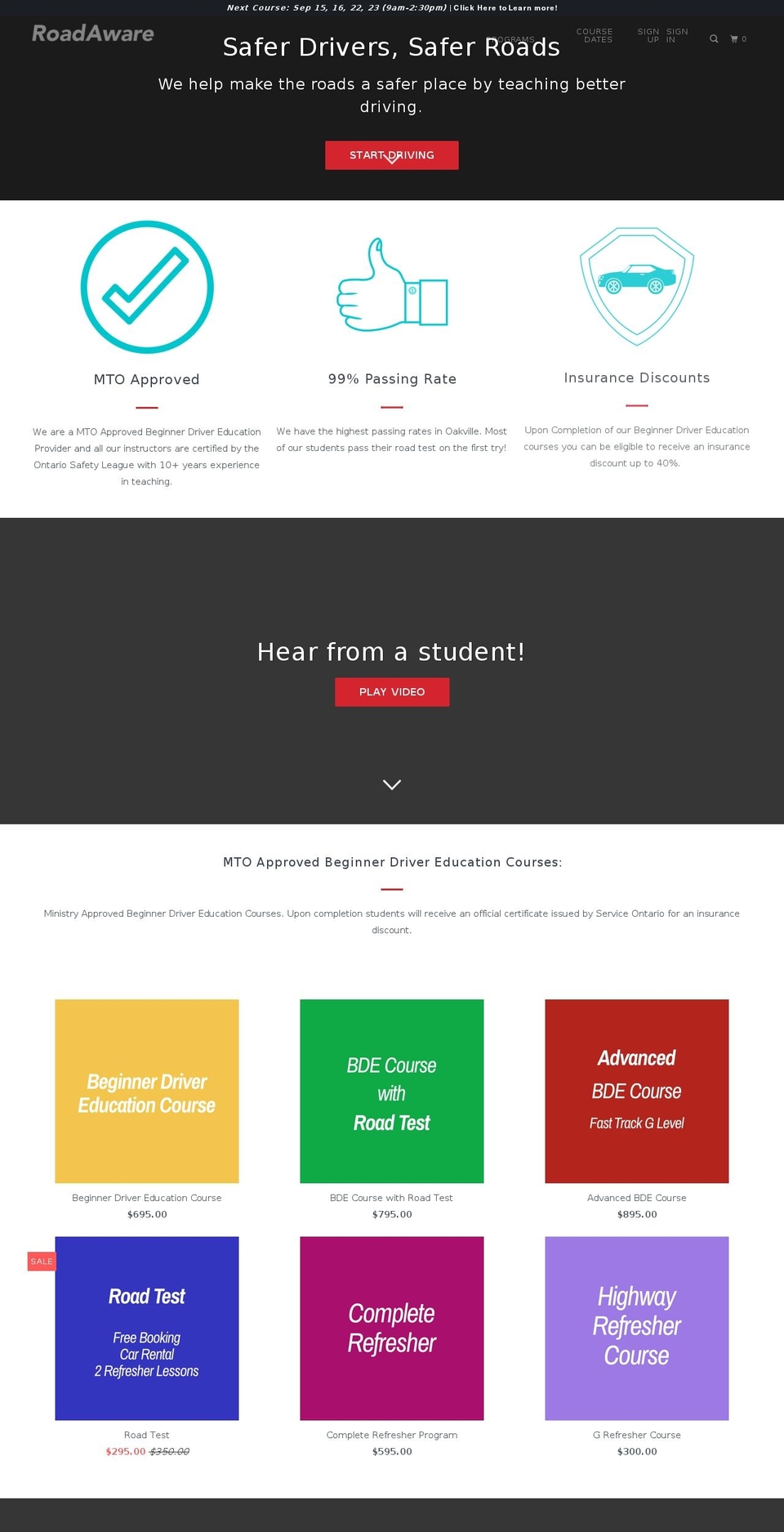 RoadAware-April-24-2018 Shopify theme site example drivingschooloakville.com
