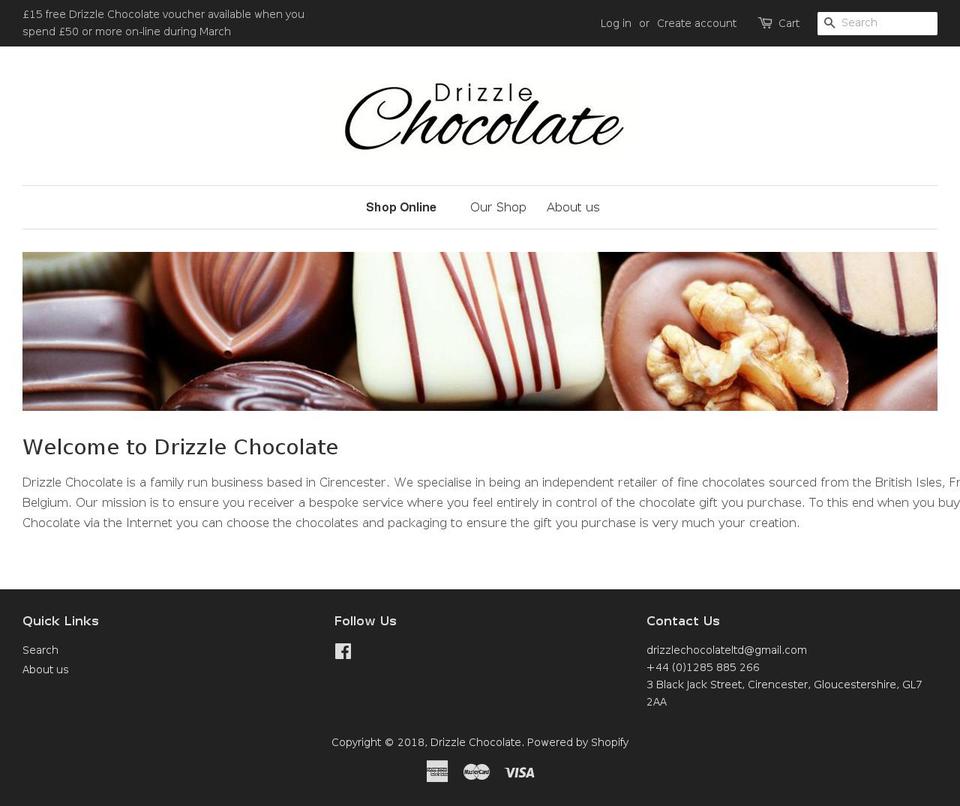 drizzlechocolateshop.com — Shopify storefront screenshot