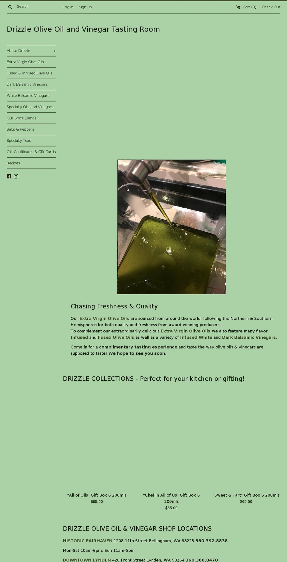 drizzletastingroom.net shopify website screenshot