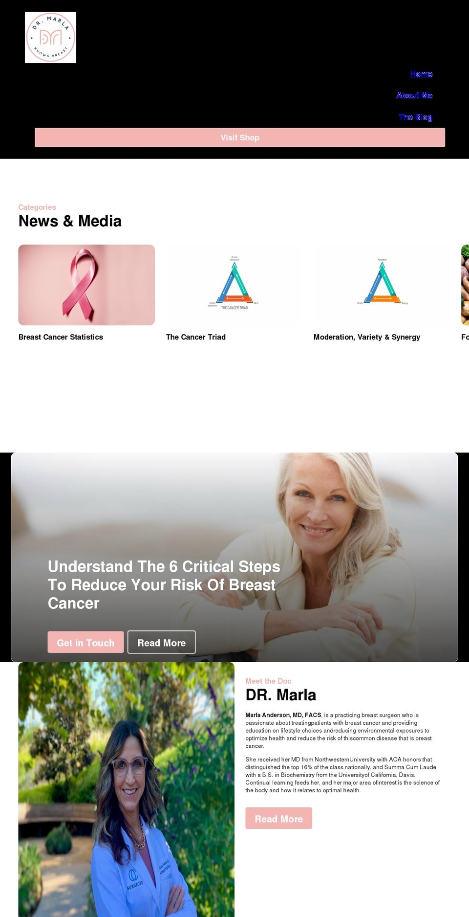 drmarlaknowsbreast.com shopify website screenshot