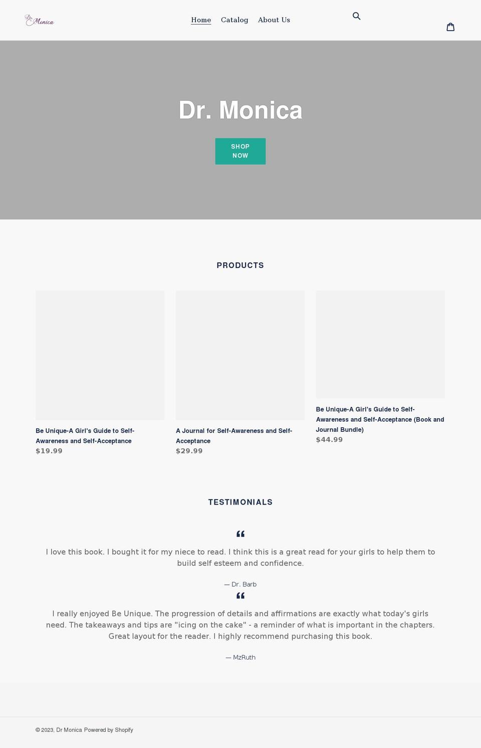 drmonicacares.com shopify website screenshot