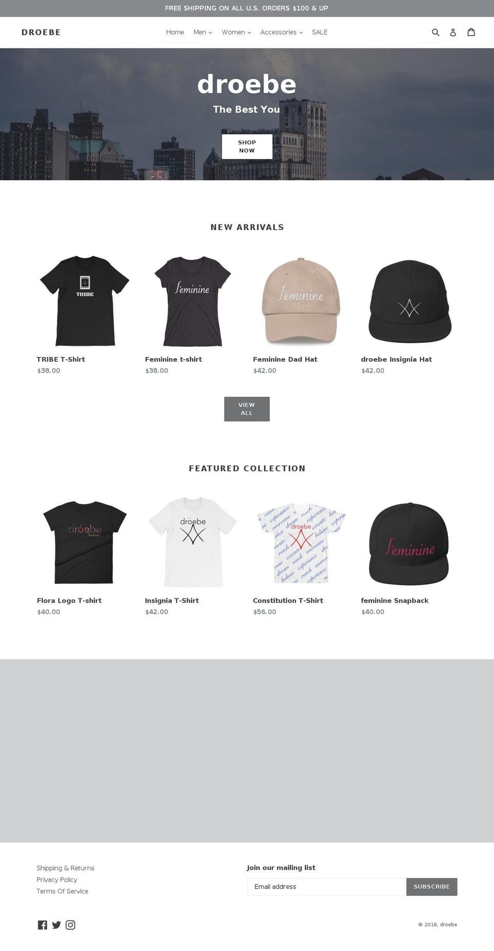 droebe.com shopify website screenshot