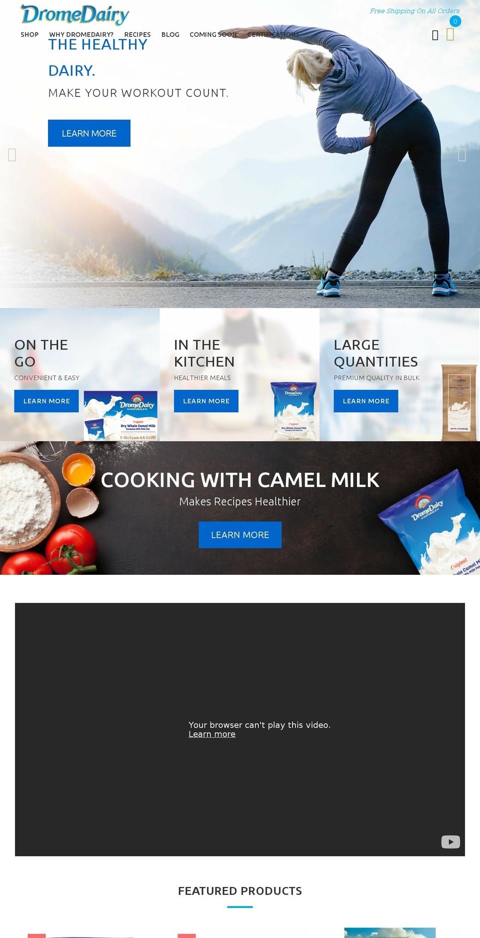 dromedairy.us shopify website screenshot