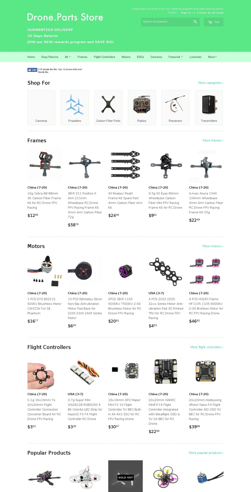 drone.parts shopify website screenshot