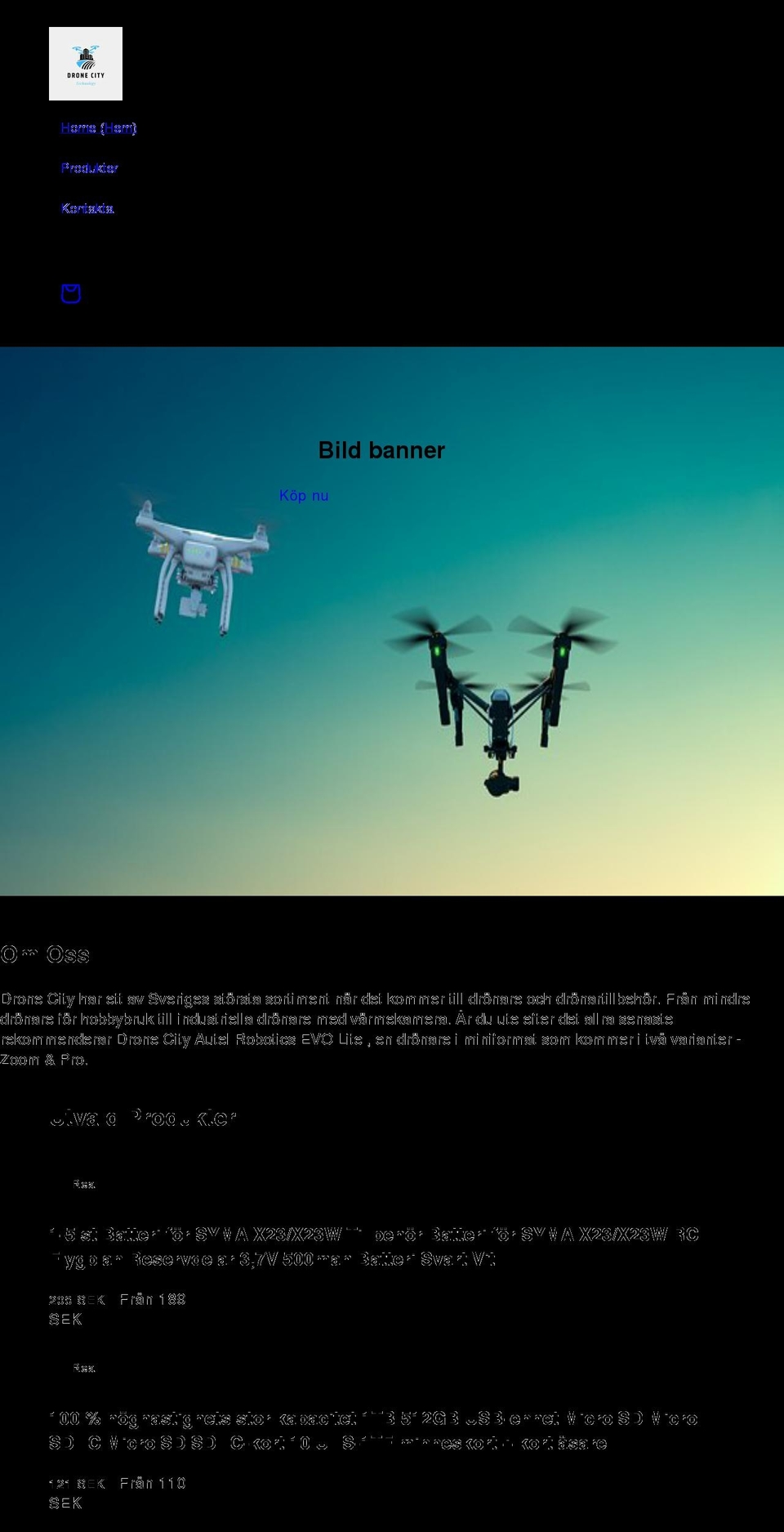 dronecity.se shopify website screenshot