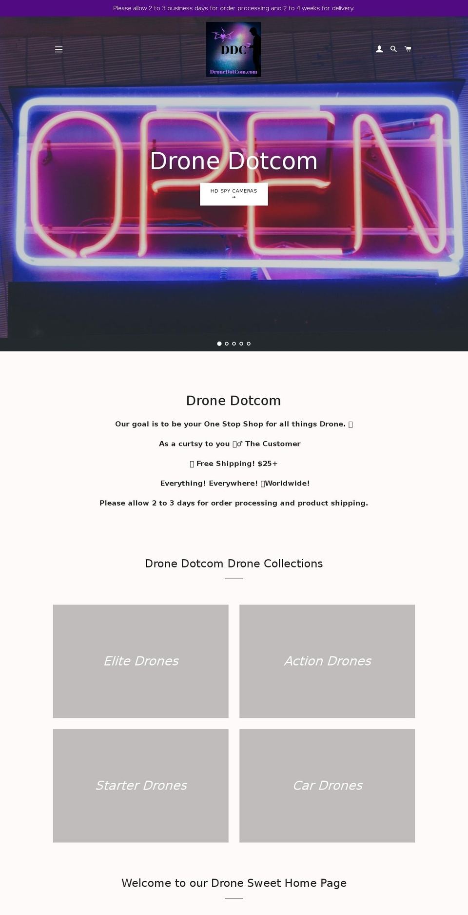 dronedotcom.com — Shopify storefront screenshot