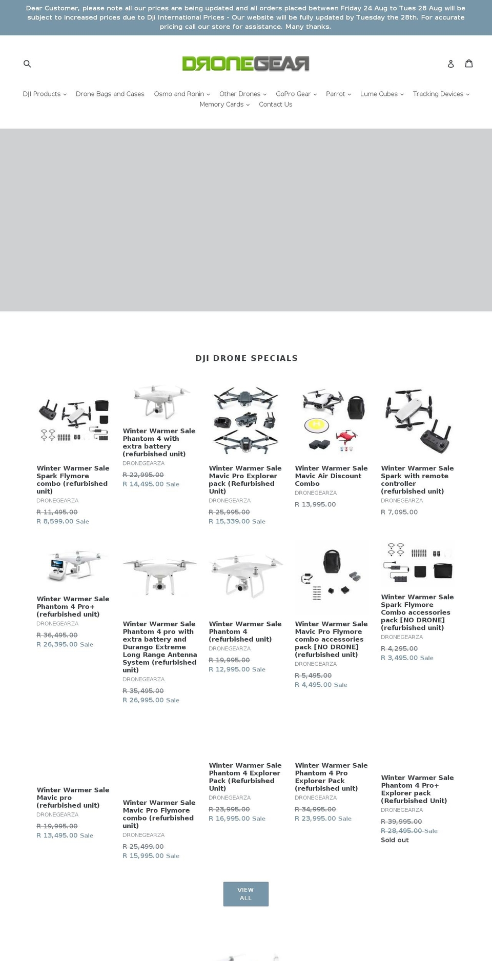 dronegear.co.za shopify website screenshot