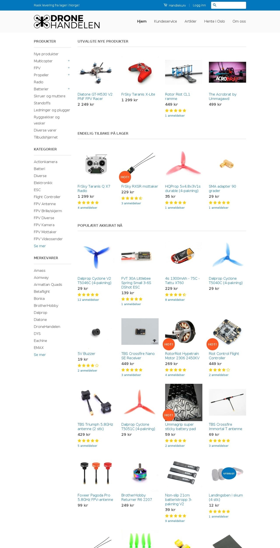 dronehandelen.no shopify website screenshot