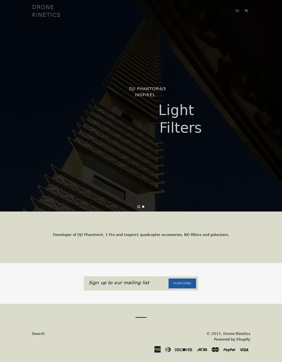 dronekinetics.com shopify website screenshot