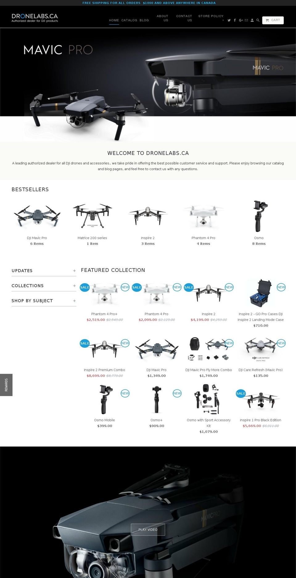 Focal Shopify theme site example dronelabs.ca