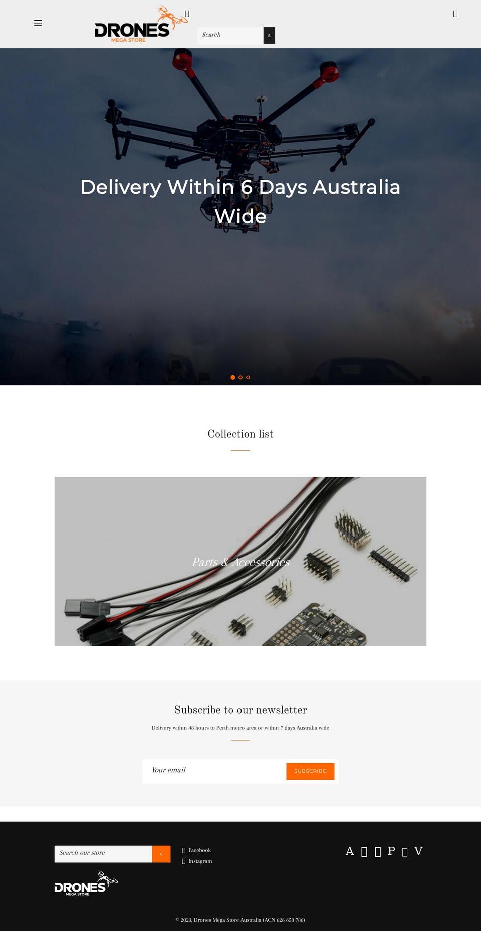 dronesmegastore.com.au shopify website screenshot