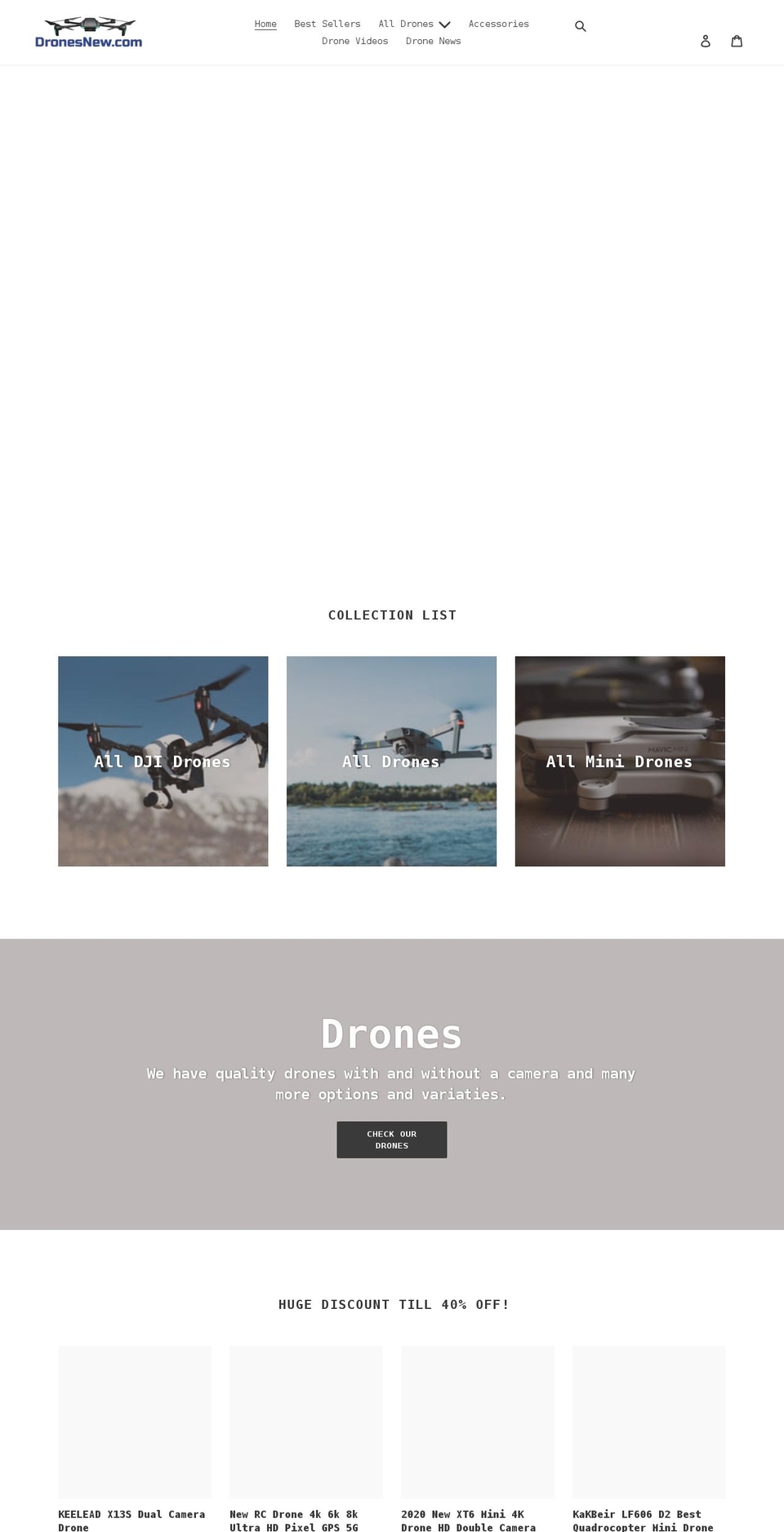 dronesnew.com shopify website screenshot