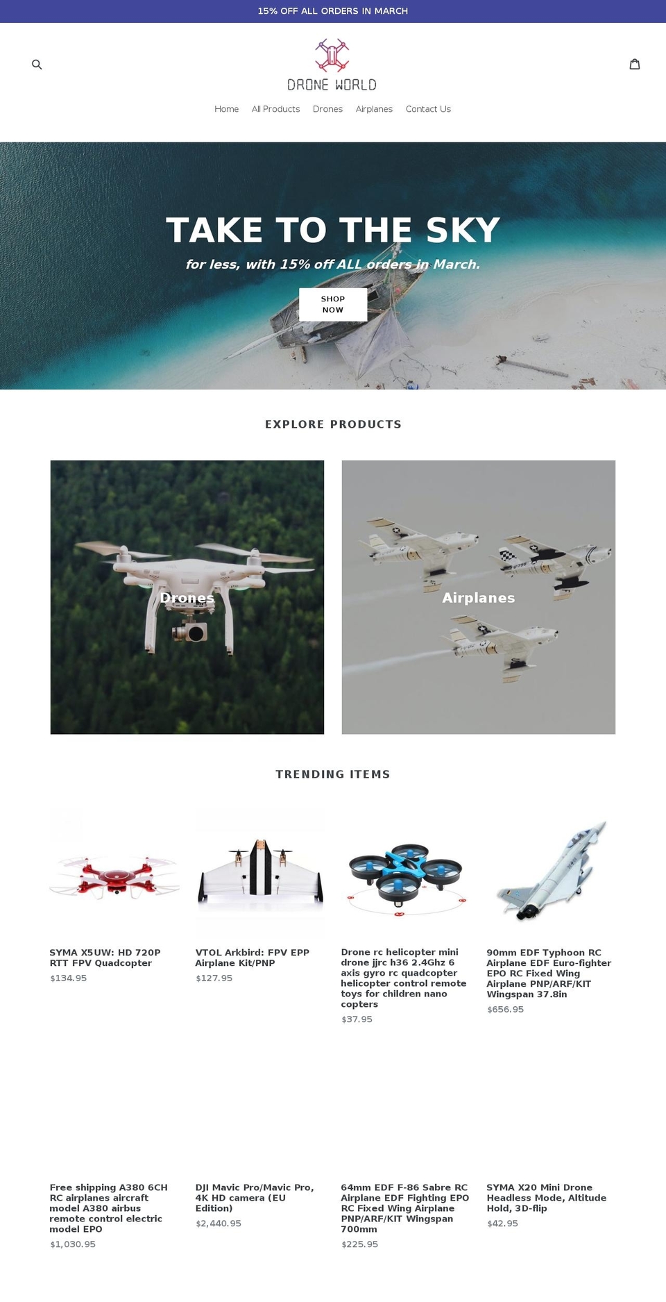 droneworld.us shopify website screenshot