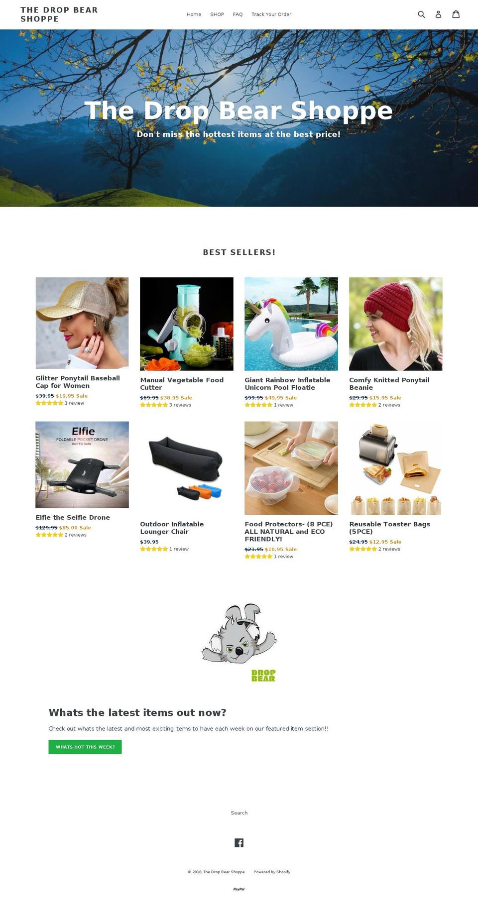 dropbearshoppe.com — Shopify storefront screenshot