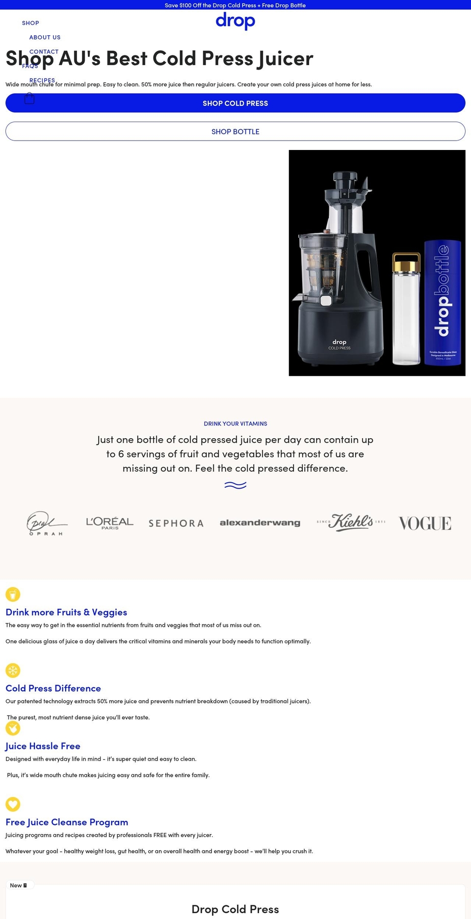 dropbottle.com shopify website screenshot