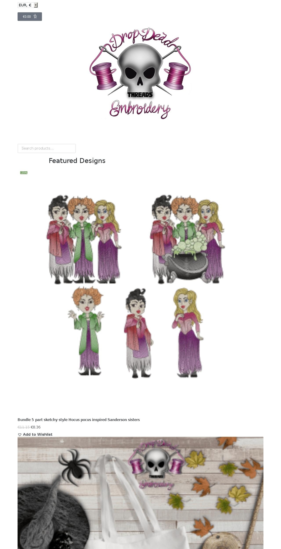 dropdeadthreadsembroidery.com — Shopify storefront screenshot