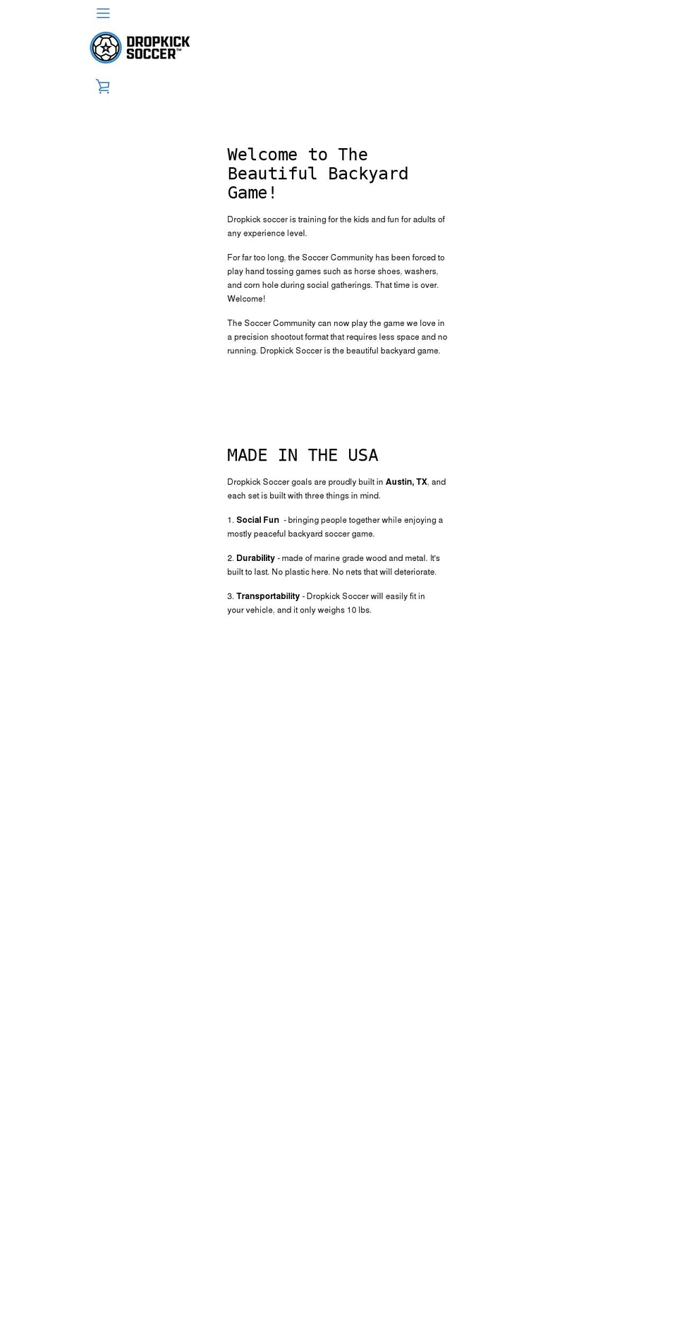 dropkicksoccer.com shopify website screenshot