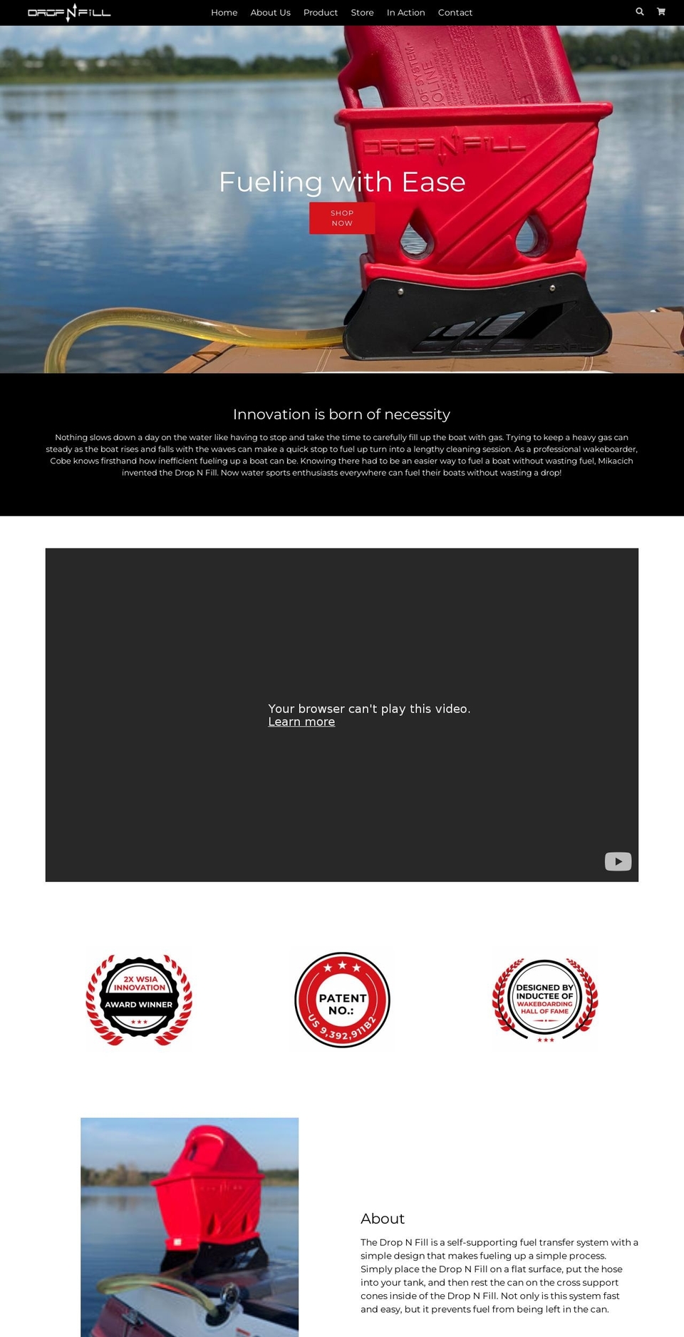 dropnfill.com shopify website screenshot
