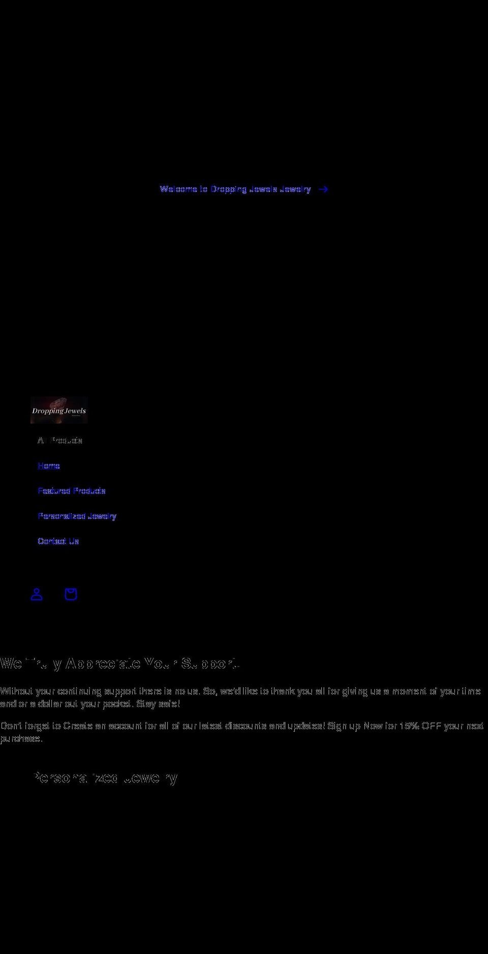 droppingjewelsjewelry.com shopify website screenshot