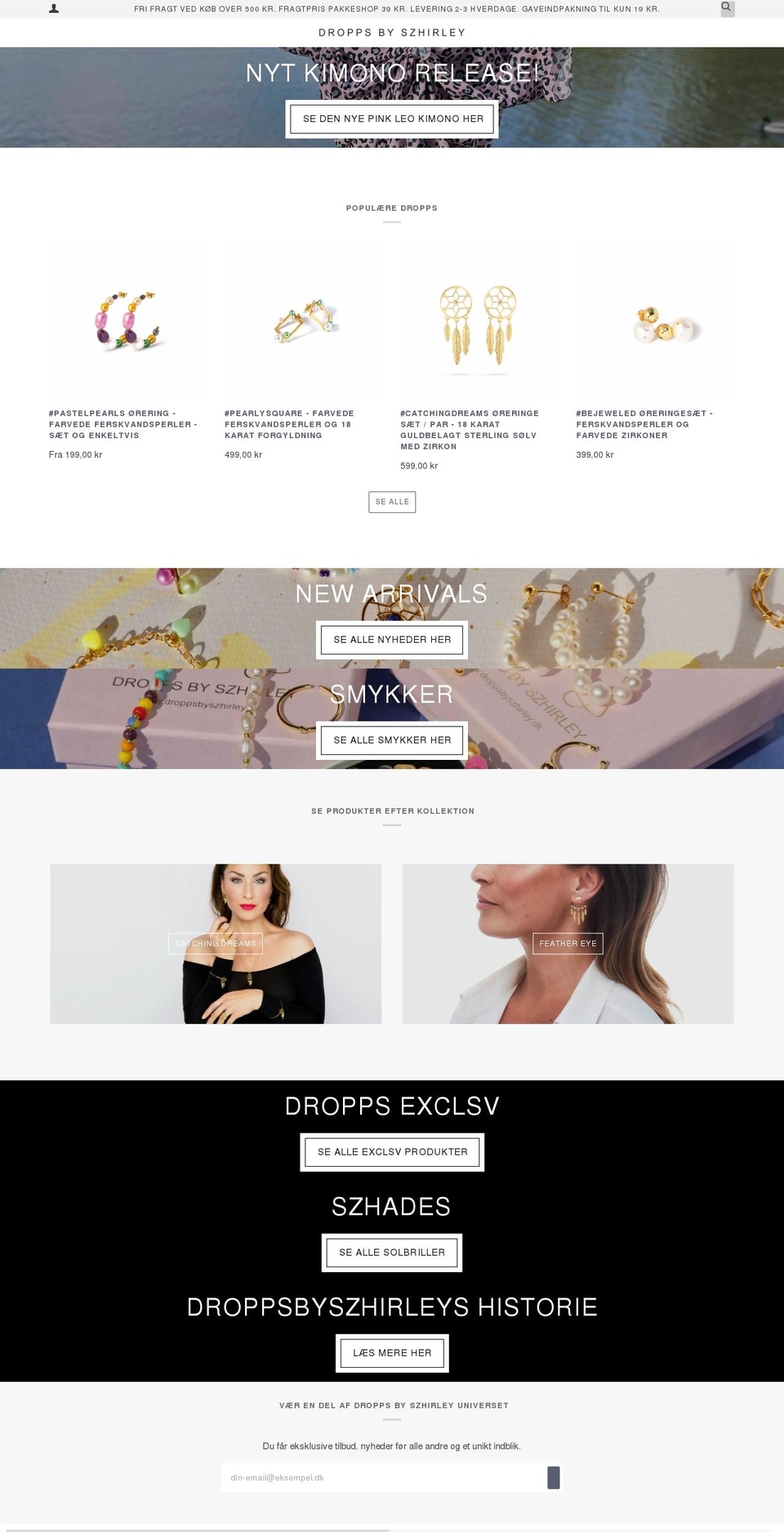 droppsbyszhirley.dk shopify website screenshot