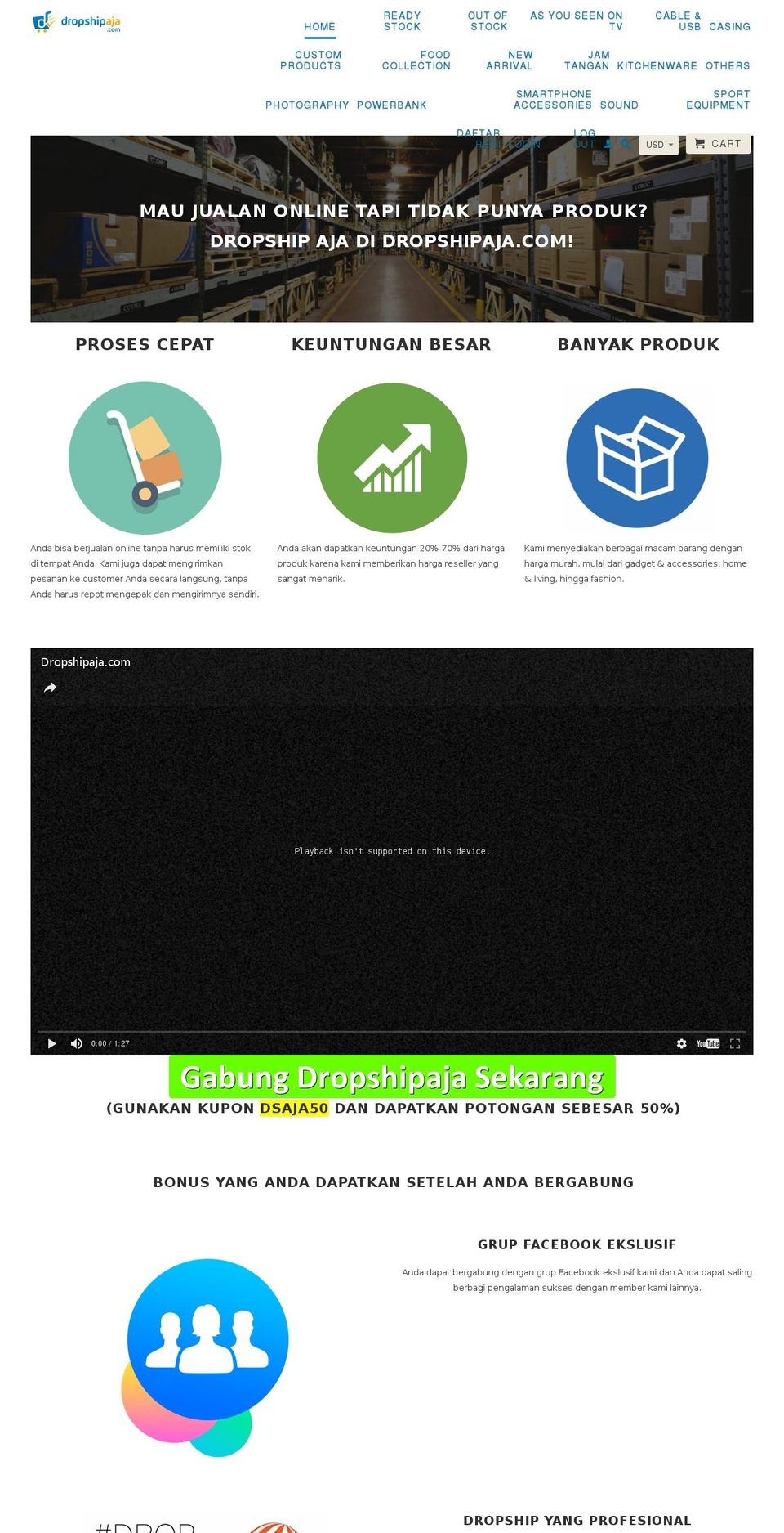 dropshipaja.com shopify website screenshot