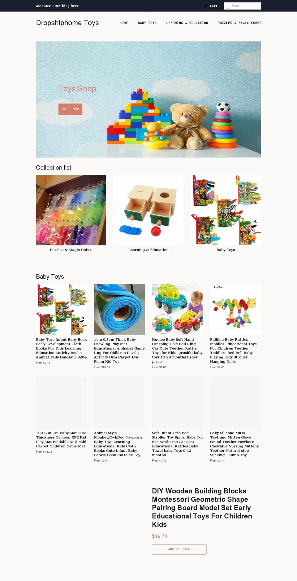 dropshiphome-toys.myshopify.com shopify website screenshot