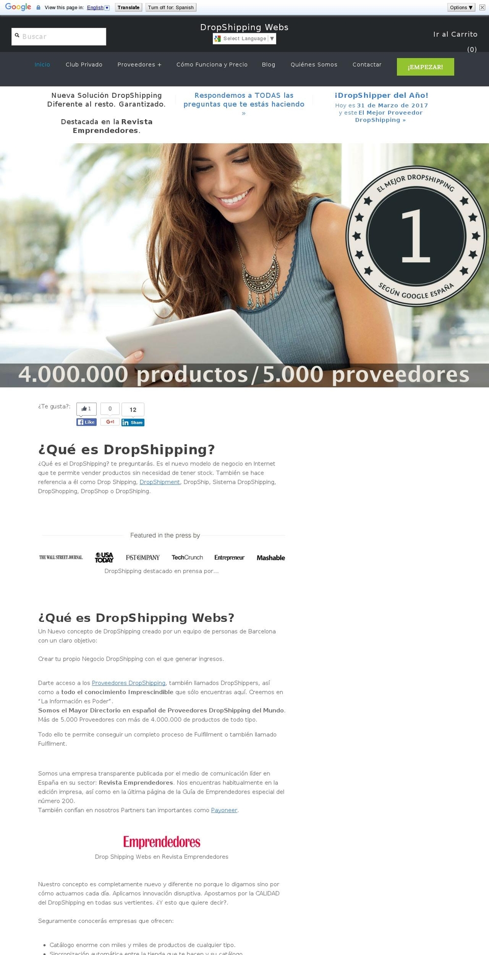 dropshippingwebs.com shopify website screenshot