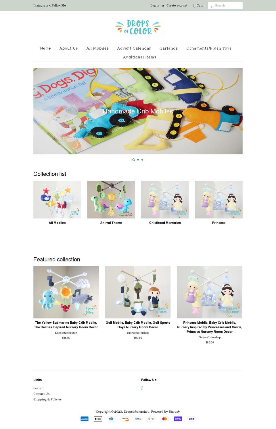 dropsofcolorshop.com shopify website screenshot