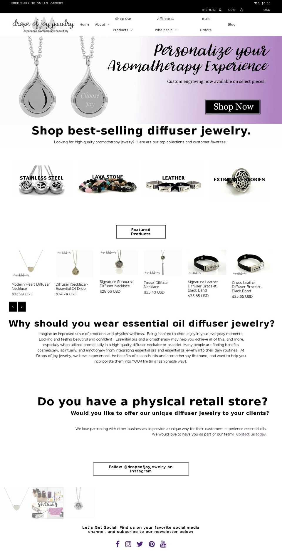 dropsofjoyjewelry.com shopify website screenshot