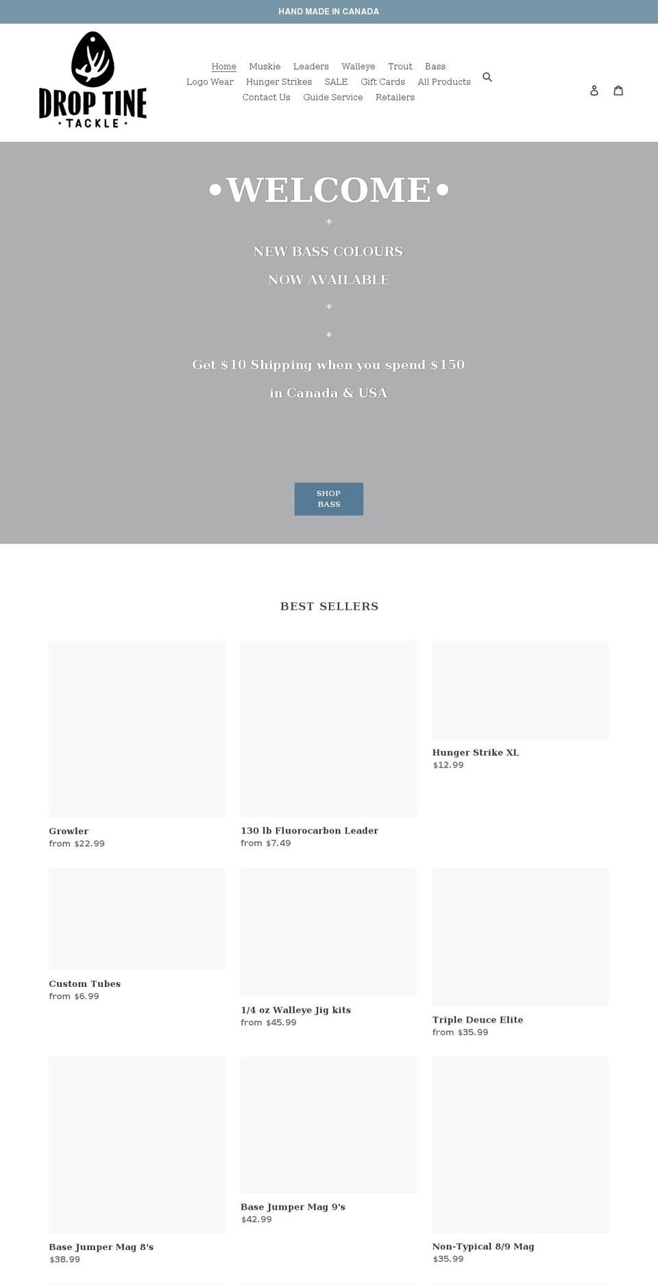 droptinetackle.com — Shopify storefront screenshot