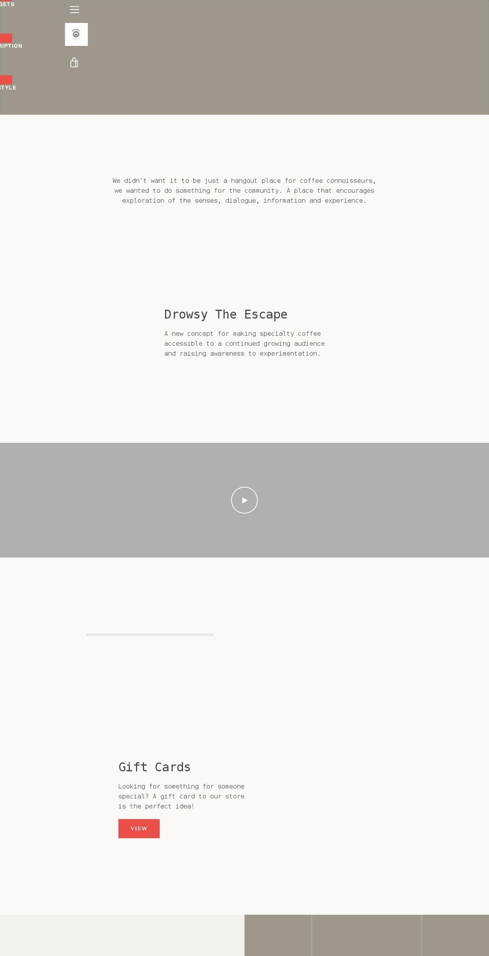 drowsycoffee.com shopify website screenshot